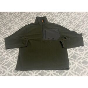 Timberland Mens 1/4 Zip Fleece‎ Pullover Olive Green Mock Neck Size M